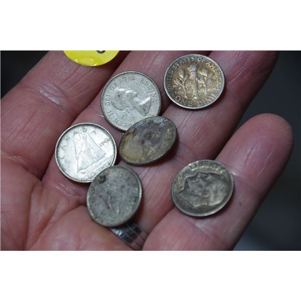 6 silver Canada/USA dimes