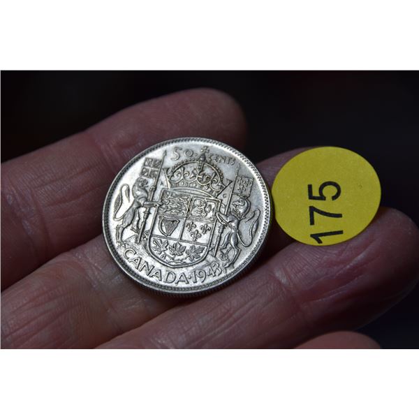 1943 Canada 50 cent silver coin