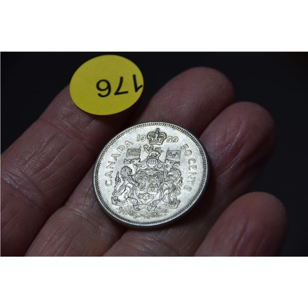 1959 Canada 50 cent silver coin