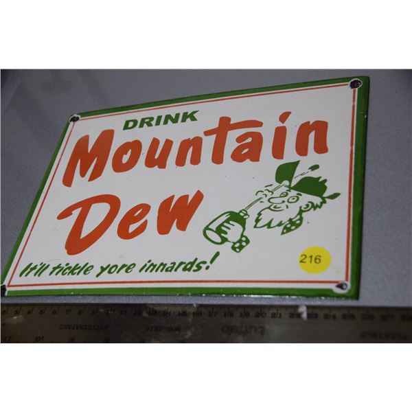 Mountain Dew porcelain sign 10" X 7" (reproduction)