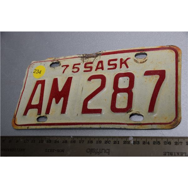 1975 Saskatchewan motorcycle license plate