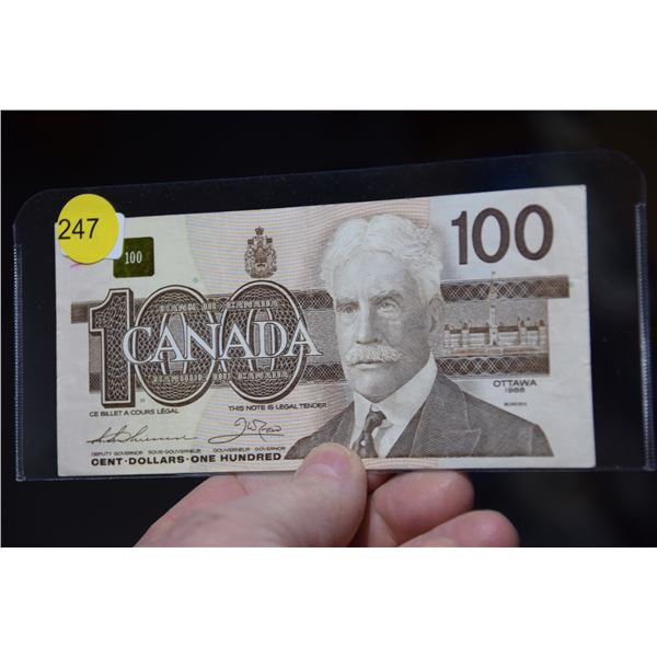 1988 Canada $100 One hundred dollar bank note