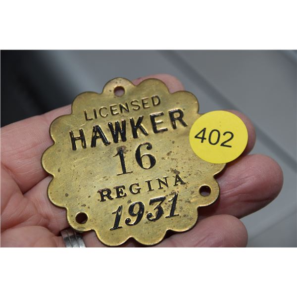 1931 Regina Hawker license