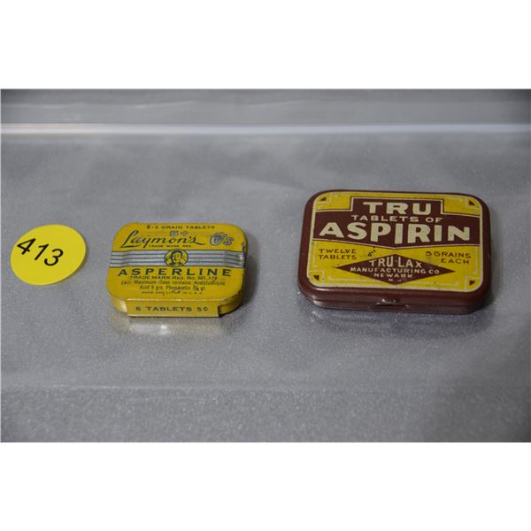 2 Aspirin tins 1 New old stock