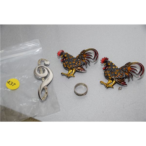 Brooches, sterling ring