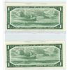 Image 2 : Lot of 2 Consecutive Serial Number 1954 Modified Portrait $1 notes. Beattie-Rasminsky signatures. I/