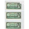 Image 1 : Lot of 3 Consecutive Serial Number 1954 Modified Portrait $1 notes. Lawson-Bouey signatures. Y/F Pre
