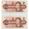 Image 2 : Lot of 2 Consecutive Serial Number 1986 $2 notes. Thiessen-Crow signatures. CBA Prefix. Serial Numbe