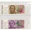 Image 1 : Argentina. Lot of 2 notes: 1986-1989 5 Australes & 1986-1989 50 Australes. AU.