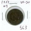 Image 1 : 1859 Narrow 9 Canadian Victorian Large Cent. VF-30.