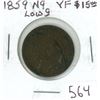 Image 1 : 1859 Narrow Low 9 Canadian Victorian Large Cent. Scarce Low 9 variety. VF-20.