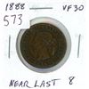 Image 1 : 1888 Canadian Victorian Large Cent. Near Last 8 variety. VF-30.