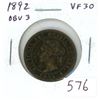 Image 1 : 1892 Canadian Victorian Large Cent. Obverse 3. VF-30.