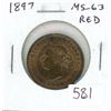 Image 1 : 1897 Canadian Victorian Large Cent. MS-63 Red.