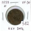 Image 1 : 1898H Canadian Victorian Large Cent. Heaton Mint. Key Date. VF-30.