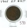 Image 1 : 1905 Canadian Edward VII Large Cent. Key Date.  EF-40.