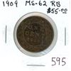 Image 1 : 1909 Canadian Edward VII Large Cent. MS-62. Red & Brown.