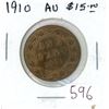 Image 1 : 1910 Canadian Large Cent. The last cent minted for King Edward VII. AU-50. Red.