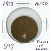 Image 1 : 1913 Canadian Large Cent. AU-50. Traces of Lustre.