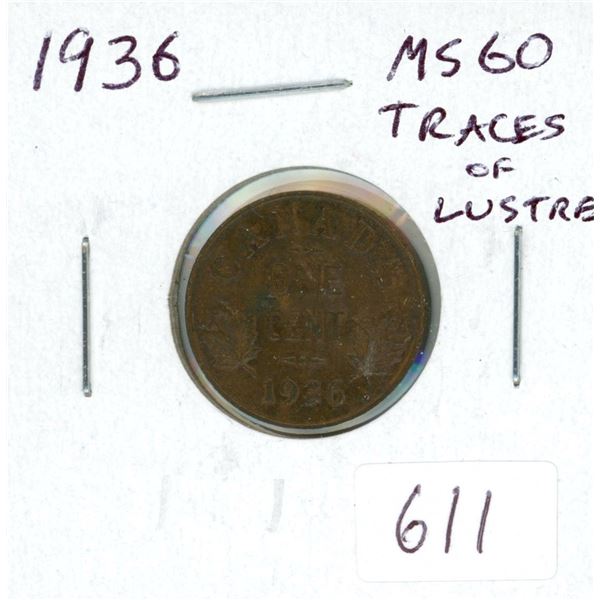 1936 Canadian George V Small Cent. The year of 3 kings (George V, Edward VIII & George VI). MS-60. T