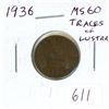 Image 1 : 1936 Canadian George V Small Cent. The year of 3 kings (George V, Edward VIII & George VI). MS-60. T
