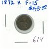 Image 1 : 1872H Silver 5 Cents. Heaton Mint. F-15.