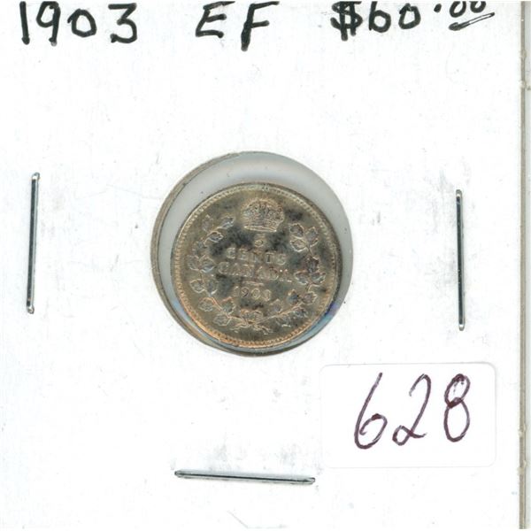 1903 Silver 5 Cents. EF-40.