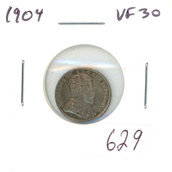 1904 Silver 5 Cents. VF-30.