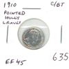 Image 1 : 1910 Pointed Holly Leaves Cross/Bow Tie Silver 5 Cents. EF-45. Nice.