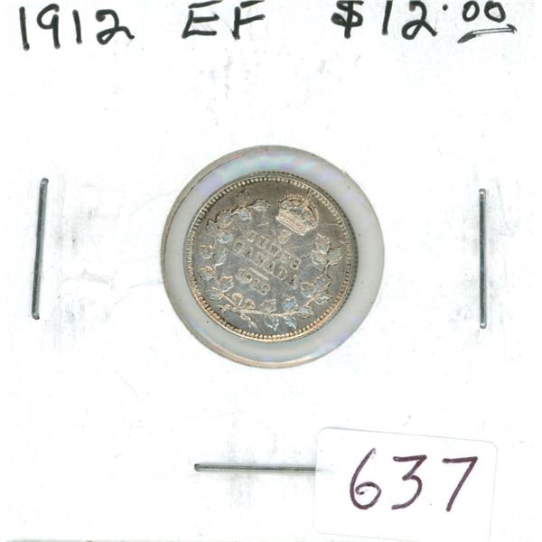 1912 Silver 5 Cents. EF-40.