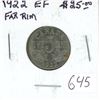 Image 1 : 1922 Far Rim Nickel 5 Cents. S is Far from Rim. EF-40. Nice.