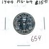 Image 1 : 1944 5 cents. Morse Code: We Win When We Work Willingly. MS-64. Nice.