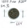 Image 1 : 1899 Small 9s Victorian Silver 10 Cents. F-12.