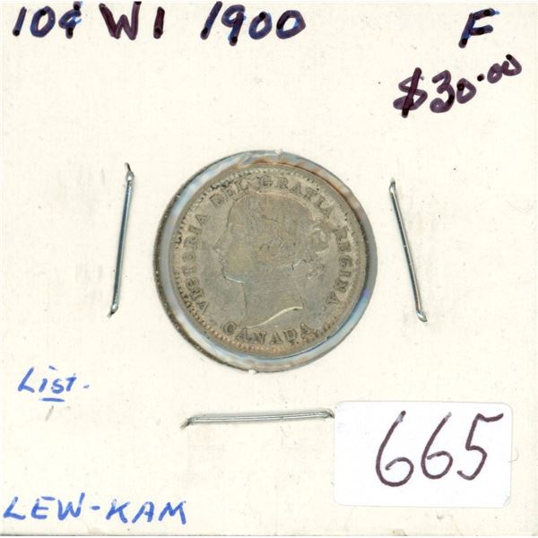 1900 Victorian Silver 10 Cents. F-12.