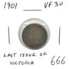 Image 1 : 1901 Silver 10 Cents. The last 10 cents issued for Queen Victoria. VF-30.