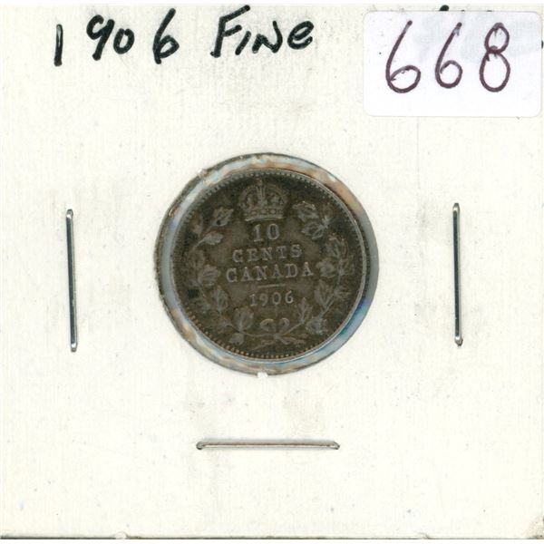 1906 silver 10 Cents. F-12.