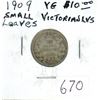 Image 1 : 1909 Small Victorian Leaves Silver 10 Cents. VG-8.