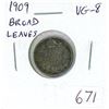 Image 1 : 1909 Broad Leaves Silver 10 Cents. VG-8.