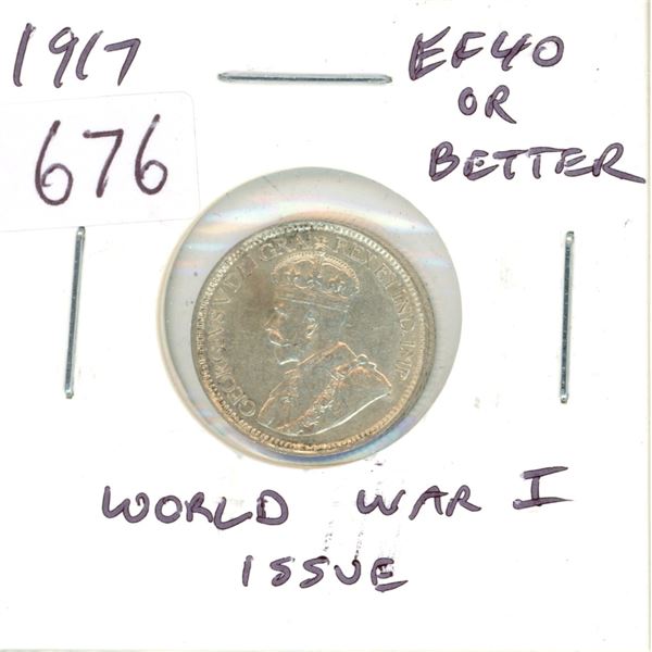 1917 silver 10 Cents. World War I issue. EF-40 or better.