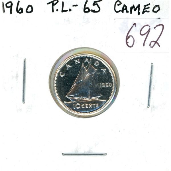 1960 Silver 10 Cents. Proof Like-65 with Cameo.