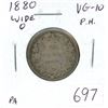 Image 1 : 1880 Wide 0 Victorian Silver 25 Cents. Coin has been drilled several times but never all the way thr