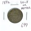 Image 1 : 1892 Victorian Silver 25 Cents. VG-8 or better.