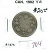 Image 1 : 1902 Silver 25 Cents. First 25 cents issued for King Edward VII. VG-8.