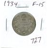 Image 1 : 1934 Silver 25 Cents. Key Date. Mintage of 384,350. F-15.