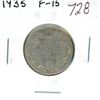 Image 1 : 1935 Silver 25 Cents. Key Date. Mintage of 537,772. F-15.