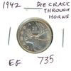 Image 1 : 1942 Die Crack Through Horns Silver 25 Cents. EF-40.