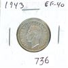 Image 1 : 1943 Silver 25 Cents. World War II issue. EF-40.