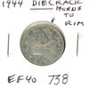 Image 1 : 1944 Die Crack from Horns to Rim Silver 25 Cents. EF-40.