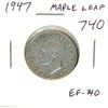 Image 1 : 1947 Maple Leaf Silver 25 Cents. (Minted in 1948). EF-40.