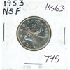 Image 1 : 1953 No Shoulder Fold Silver 25 Cents. MS-63.